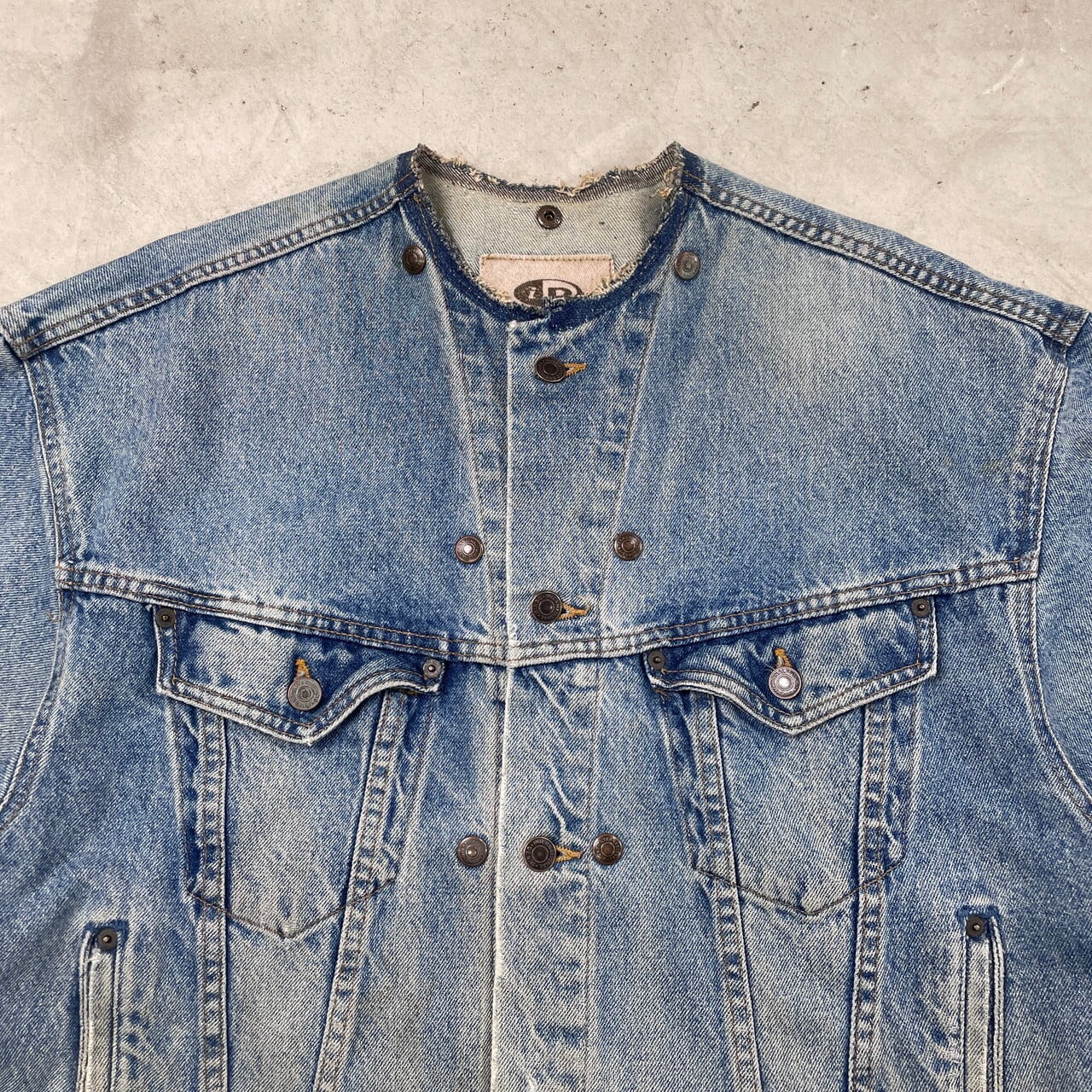 90年代 INTERNATIONAL DENIM ノーカラーデニムジャケット メンズL相当