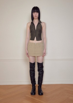 [BOHEMSEO] HALTER COLLAR SHIRT, DEEP BROWN 正規品 韓国ブランド 韓国通販 韓国代行 韓国ファッション BOHEMIAN SEOUL ボヘミアンソウル 日本 店舗