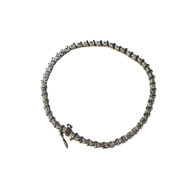 vintage c2001 9ct gold tennis bracelet set with diamond