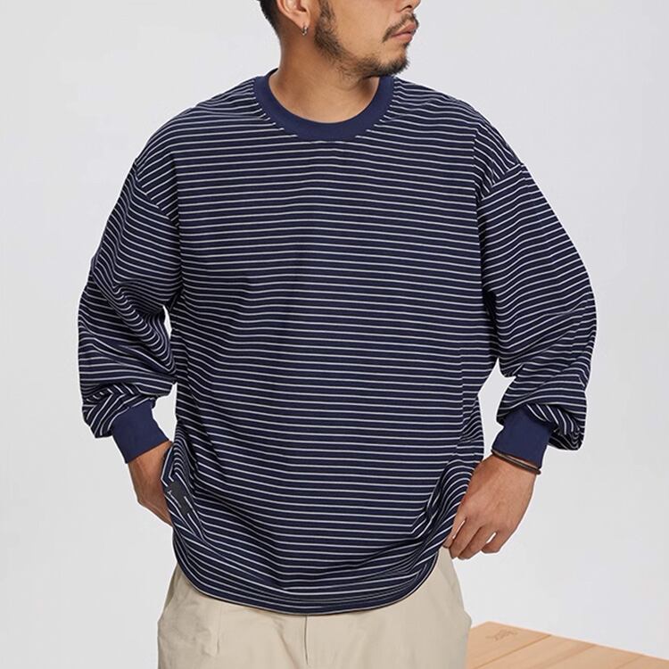 ★COLOR CONTRAST STRIPE SHIRT TOP　　　A0737