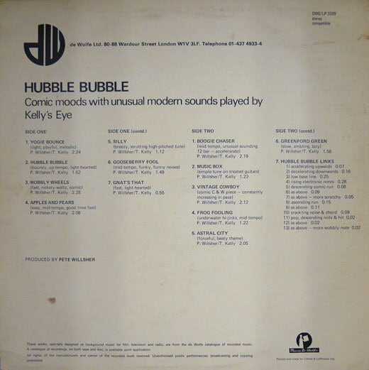 Kelly's Eye - Hubble Bubble エクスペリメンタル Kelly's Eye / Pete Willsher / Hubble Bubble | SONOTA records