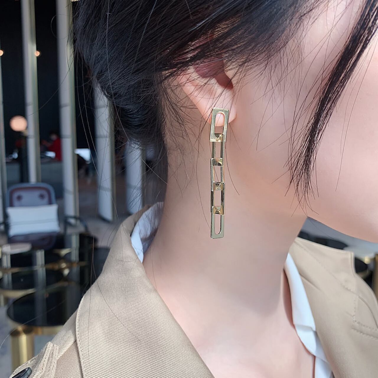 Geometric modern link earrings S1020