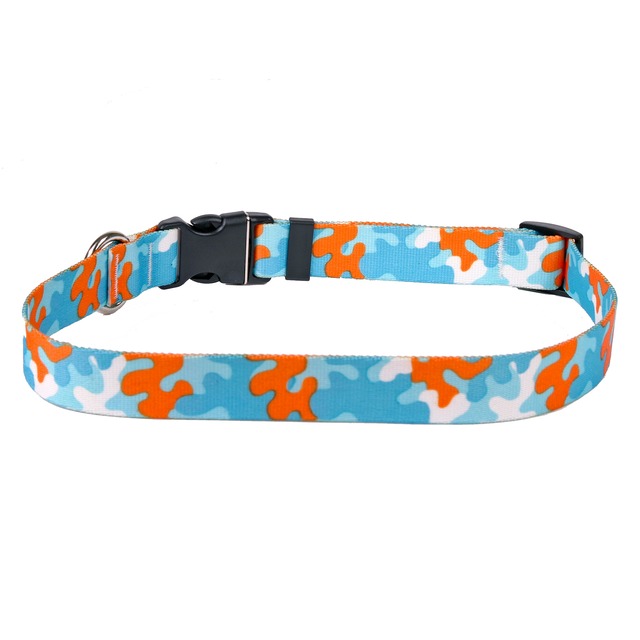 Orange & Aqua Camo 首輪＋リードセット Sサイズ - Yellow Dog Design