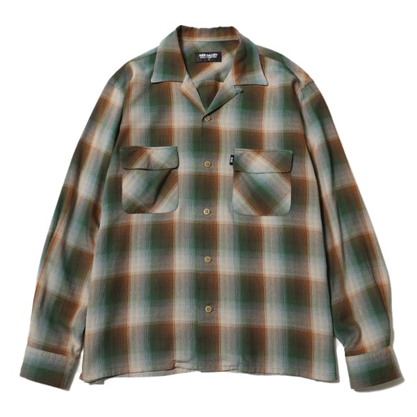 RUDE GALLERY : OMBRE CHECK OPEN COLLAR LS SHIRT | Gusset