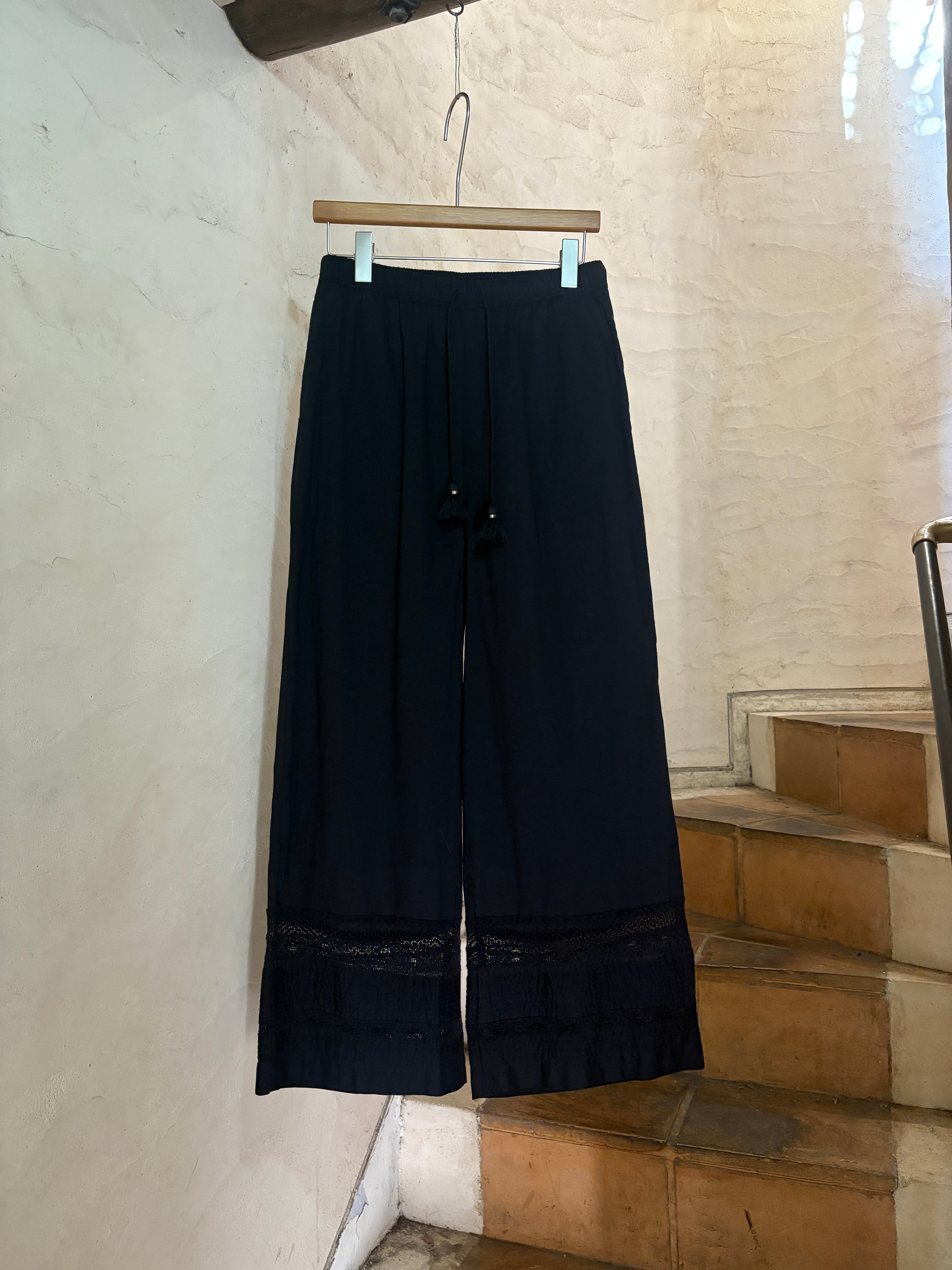 ICHI ANTIQUINTÉS | INDIA COTTON PANTS-black