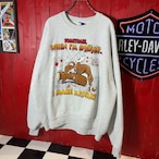 90s USA製　JERZEES セクシースウェット　ジョーク　鹿　酔っ払い　グレー