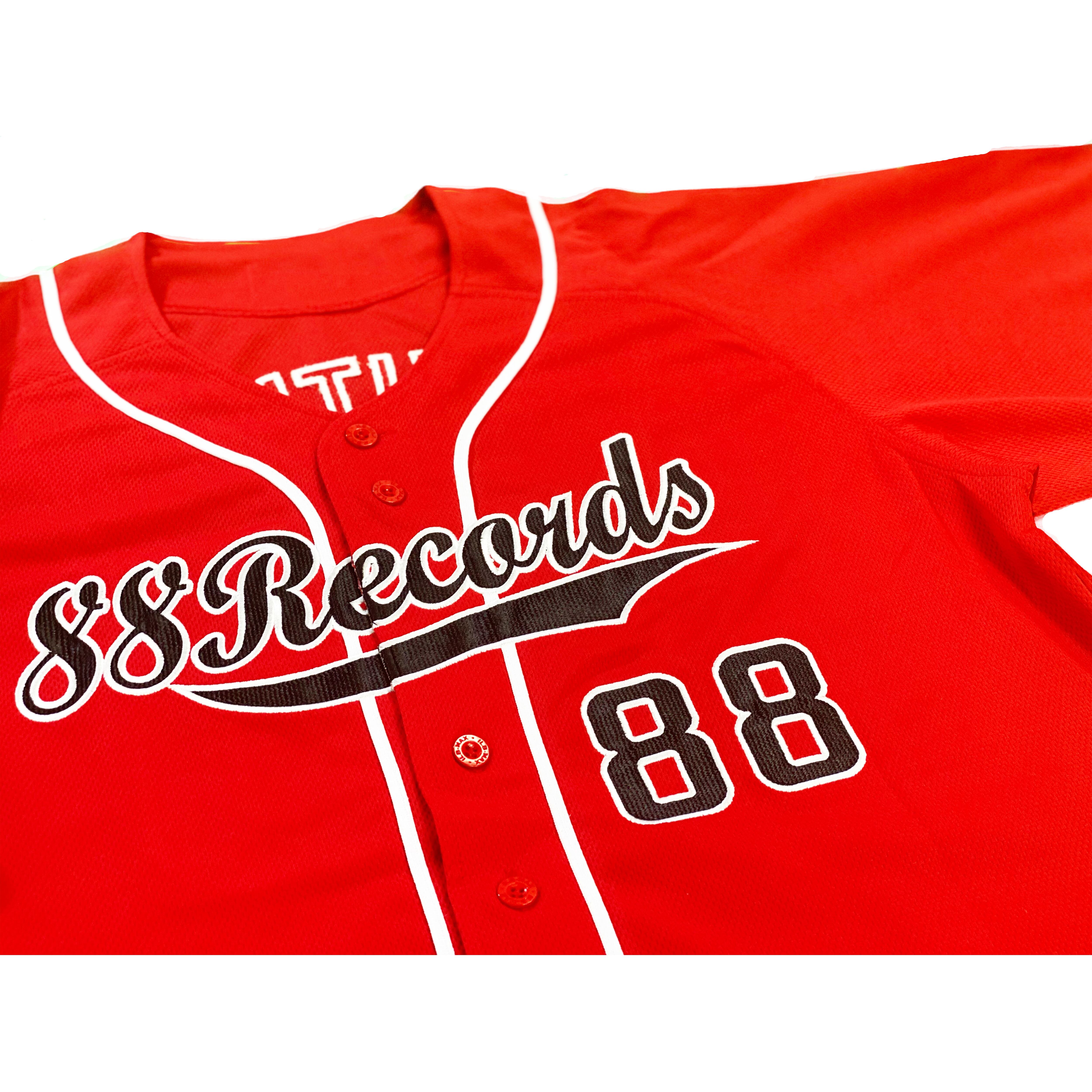 ベースボールシャツ レッド 88Records &エイトMAN | エイトMAN