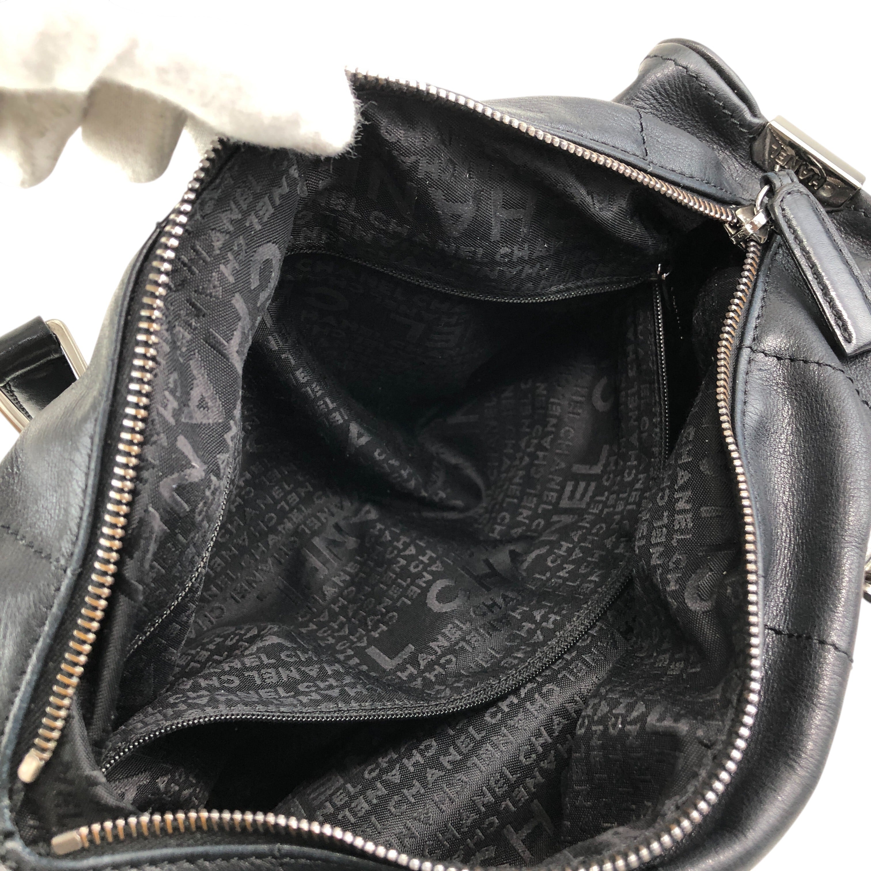 CHANEL シャネル チョコバー ハンドバッグ ブラック レザー ミニ