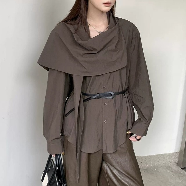 Draped Shawl Collar Shirt 01484