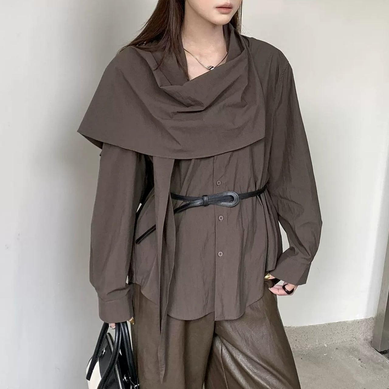 Draped Shawl Collar Shirt 01484