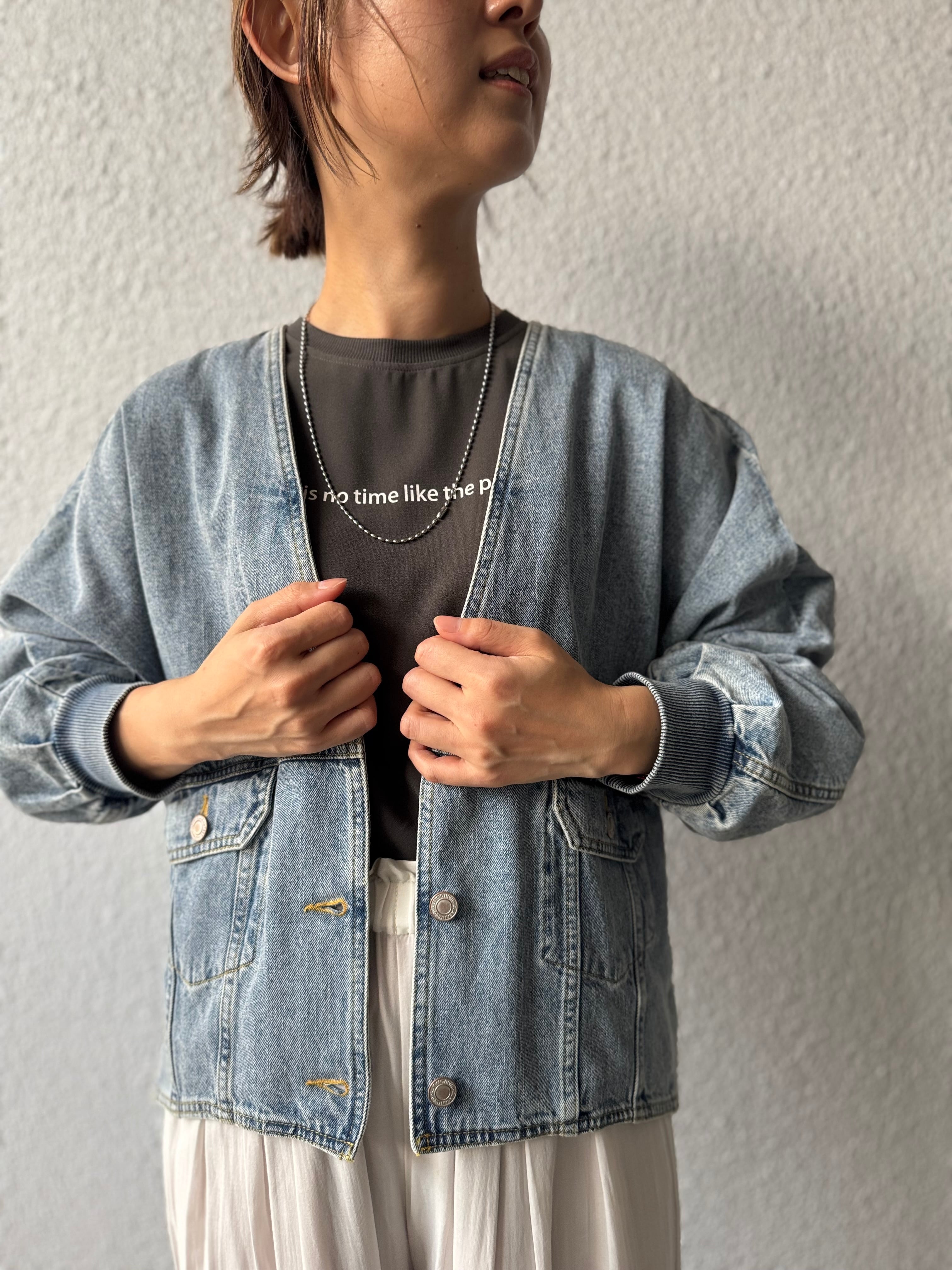 PASSIONE】袖リブノーカラーデニムジャケット 536406 | MIEL select shop