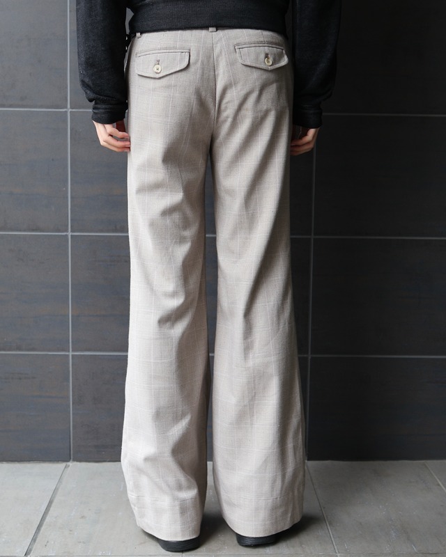 Check wide straight slacks