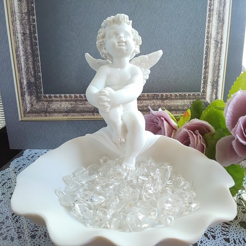 【送料無料】天使の浄化セット(B-1)♡ 天使の小物入れ 水晶 さざれ石