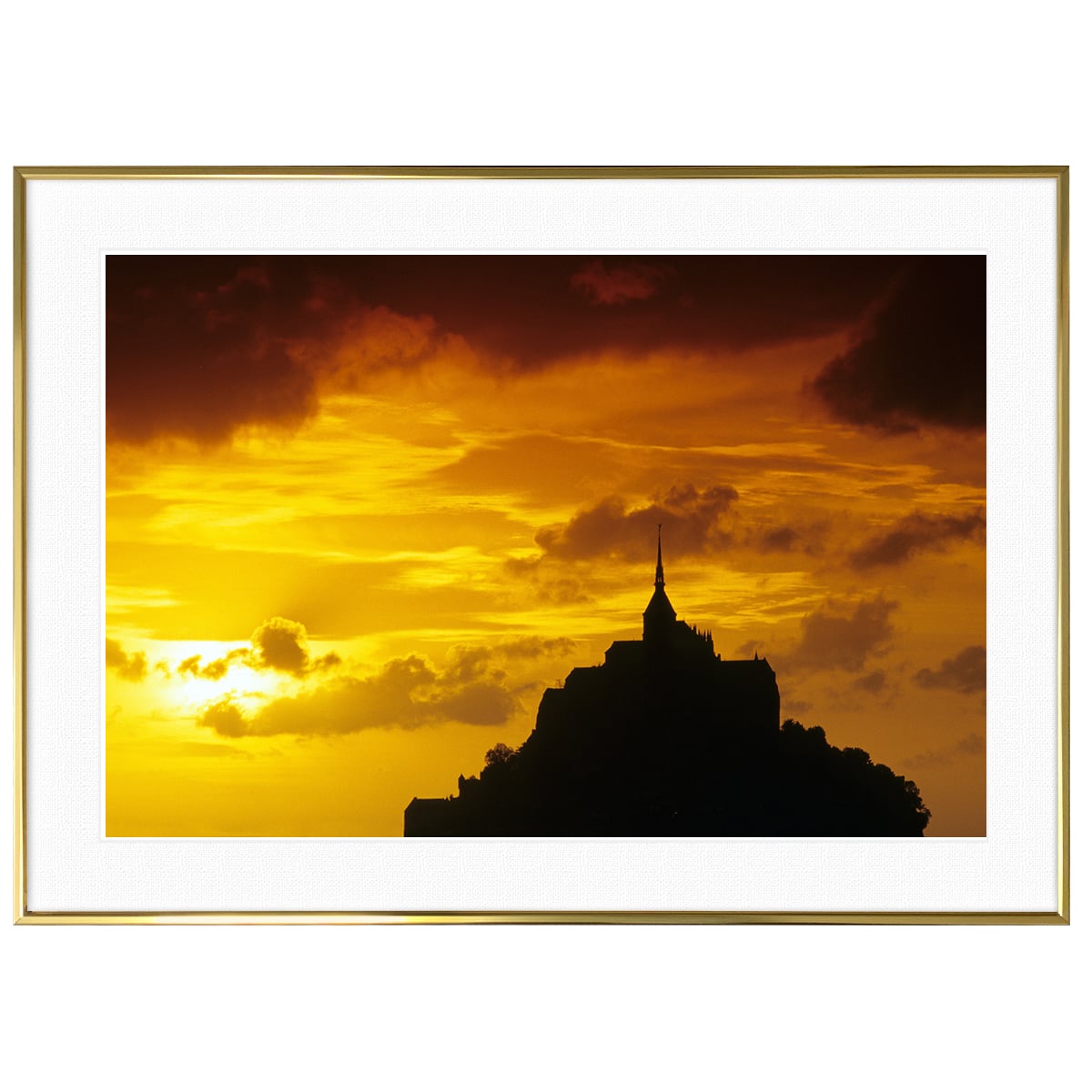 アクリル画 夕暮れのモンサンミシェル A3大