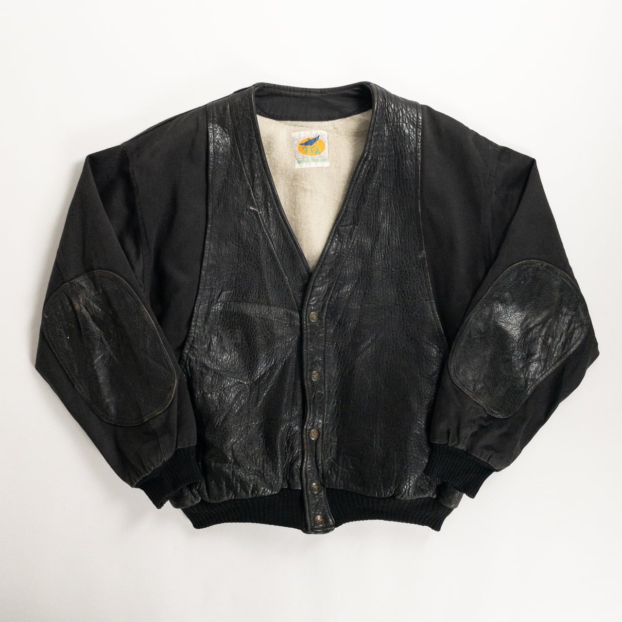 1970-80s "French Vintage" Black Leather Gilet Jacket