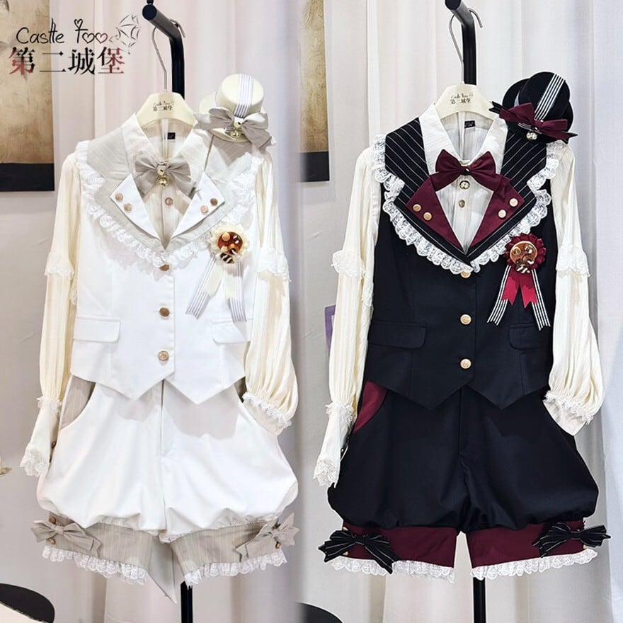 【予約商品】 王子系少年装 ベスト付き地雷系ショートパンツセット