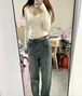 4色／小花柄ドッキングヘンリーネックトップス ・78614