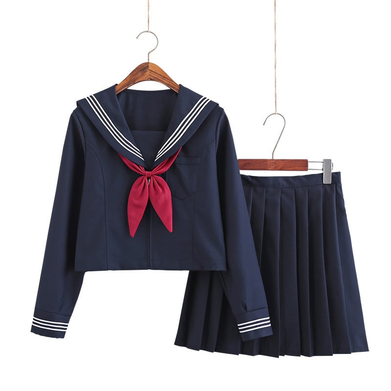 コスプレ衣装 汎用 セーラー服 3本ライン ネイビーカラー ☆シンプルな