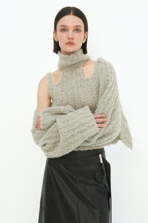[TREEMINGBIRD] Shoulder Cutouts Knit Set-up Bolero&Sleeveless [ Warm Gray ] 正規品 韓国ブランド 韓国通販 韓国代行 韓国ファッション TRMNGBD tmb TREEMING BIRD 日本 店舗