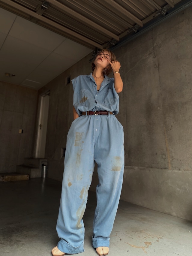 （OP162）USA work sleeveless jumpsuit