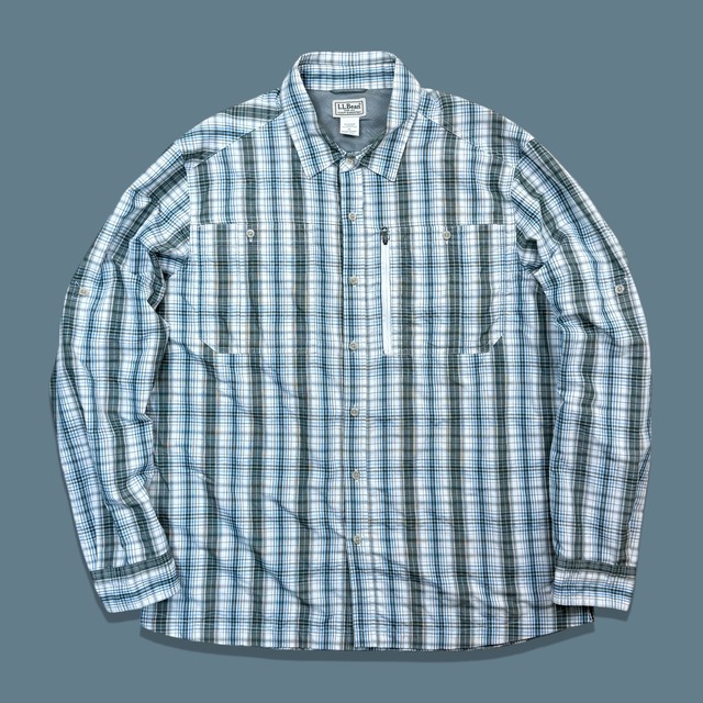 00s L.L.Bean Plaid Nylon Polyester Shirt