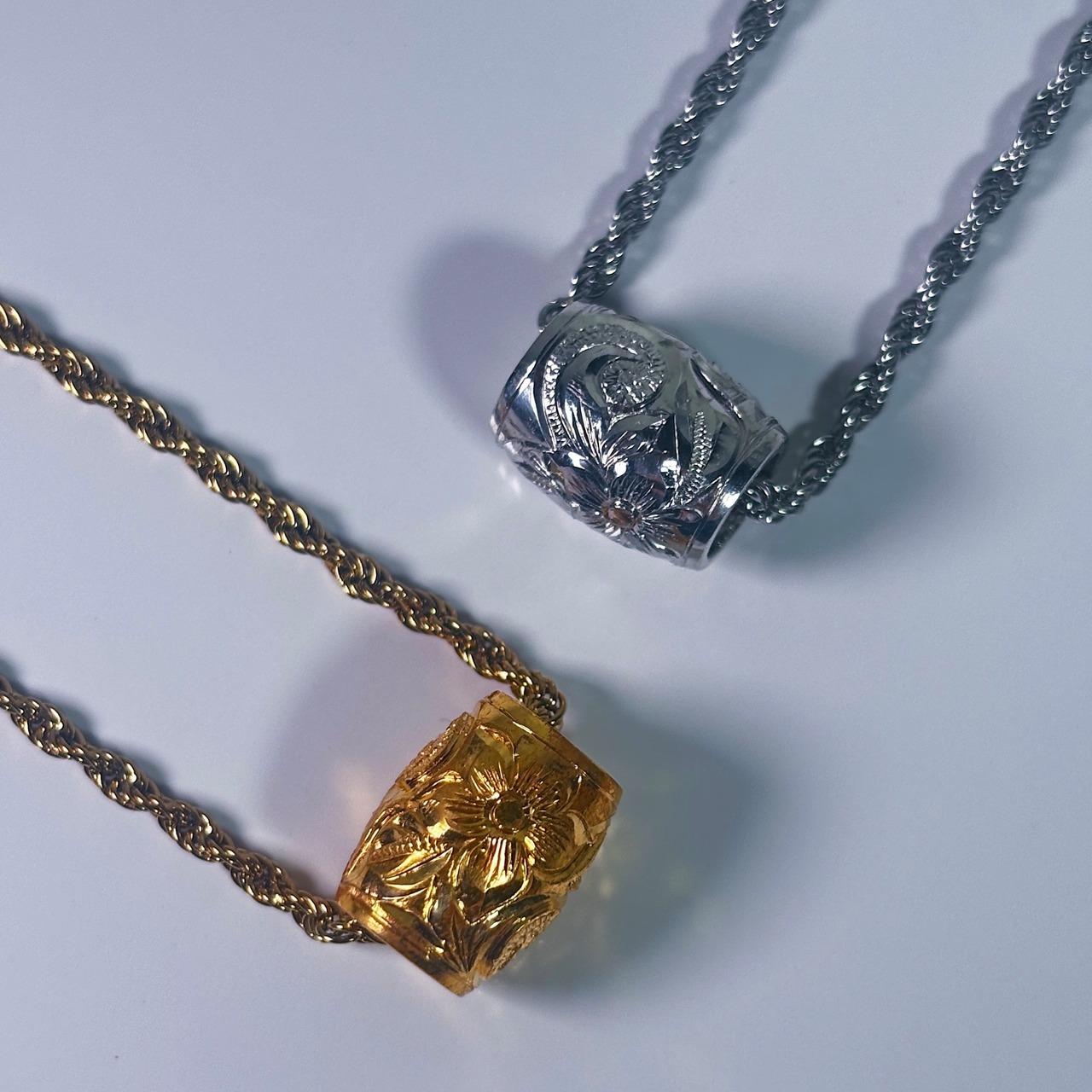 Classic Barrel Necklace -Silver-