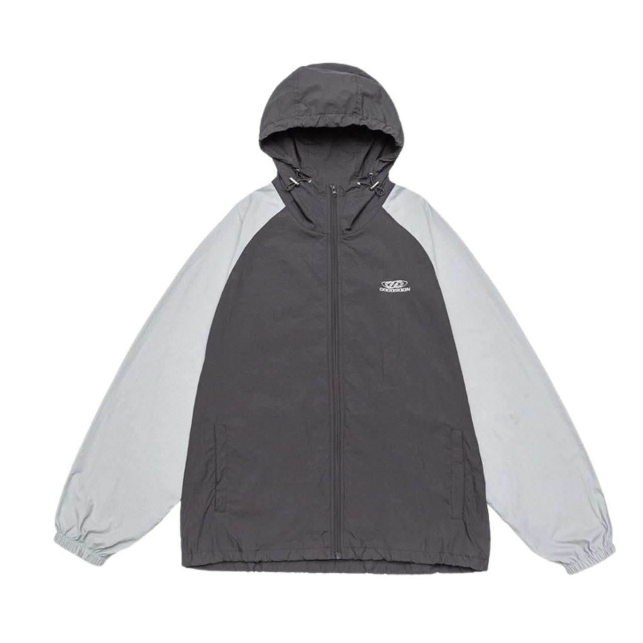 Full Zip-Up Raglan Sleeve Hooded Nylon Jacket ◇3color H0701