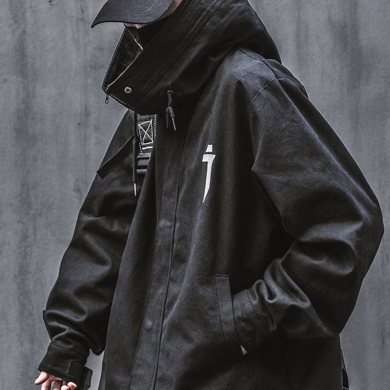 ストリート｜フードジャケット｜黒 “ゆるいのに強い”ロック感｜天使と