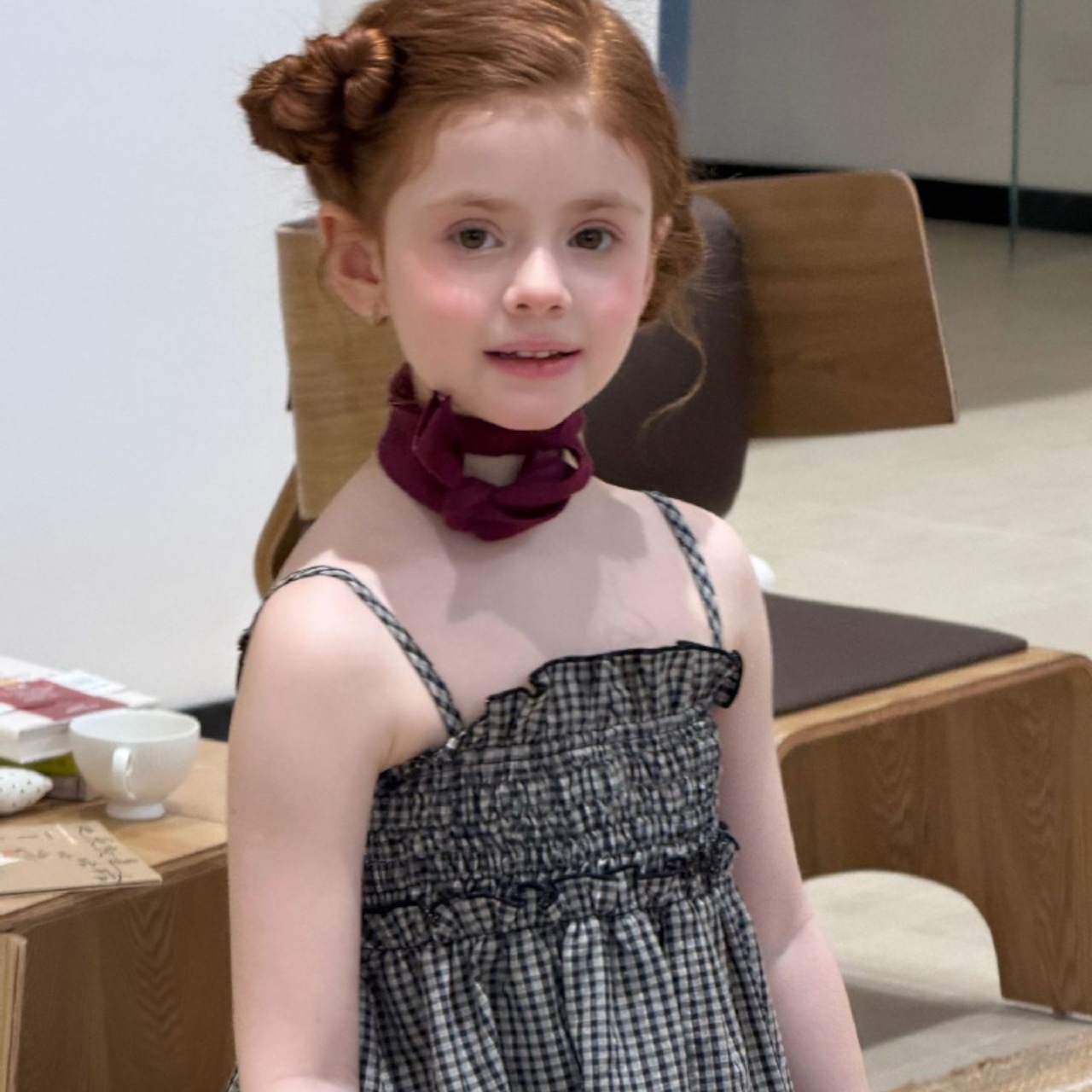 夏チェック柄キャミソール&ボトムスセット