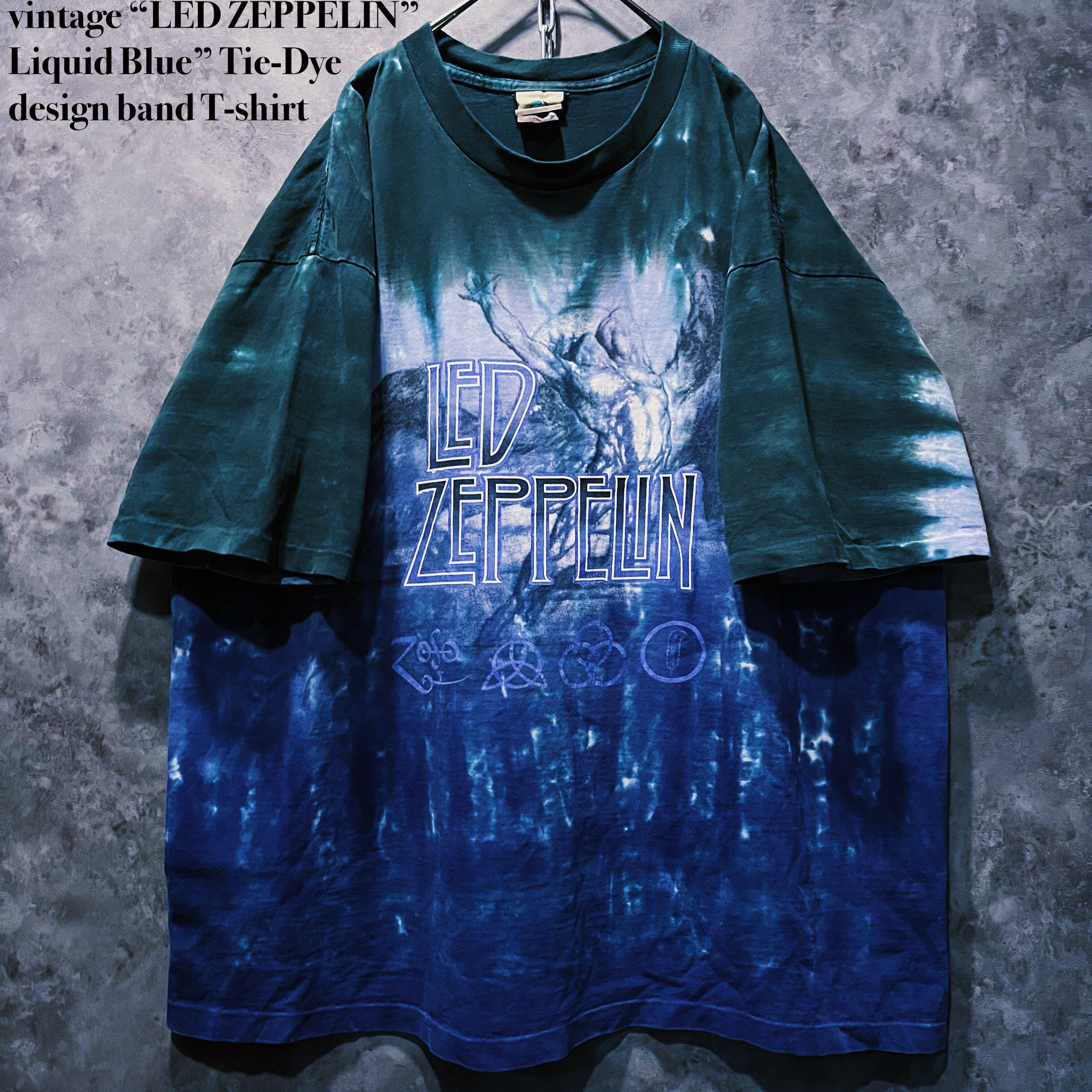 【doppio】vintage “LED ZEPPELIN” Liquid Blue” Tie-Dye design band T-shirt