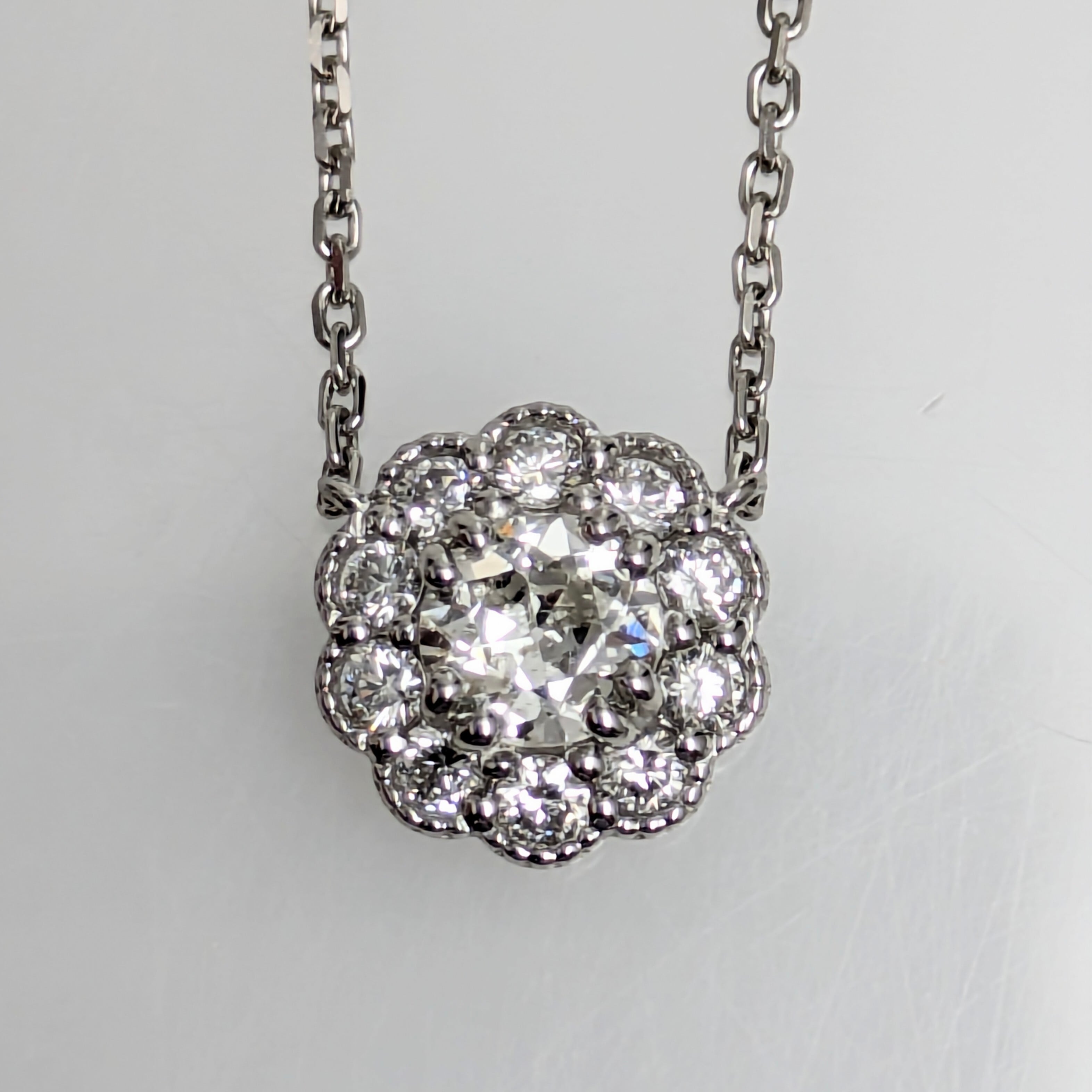 Pt900/850ダイヤネックレス ダイヤモンド 0.217ct ダイヤモンド 0.14ct