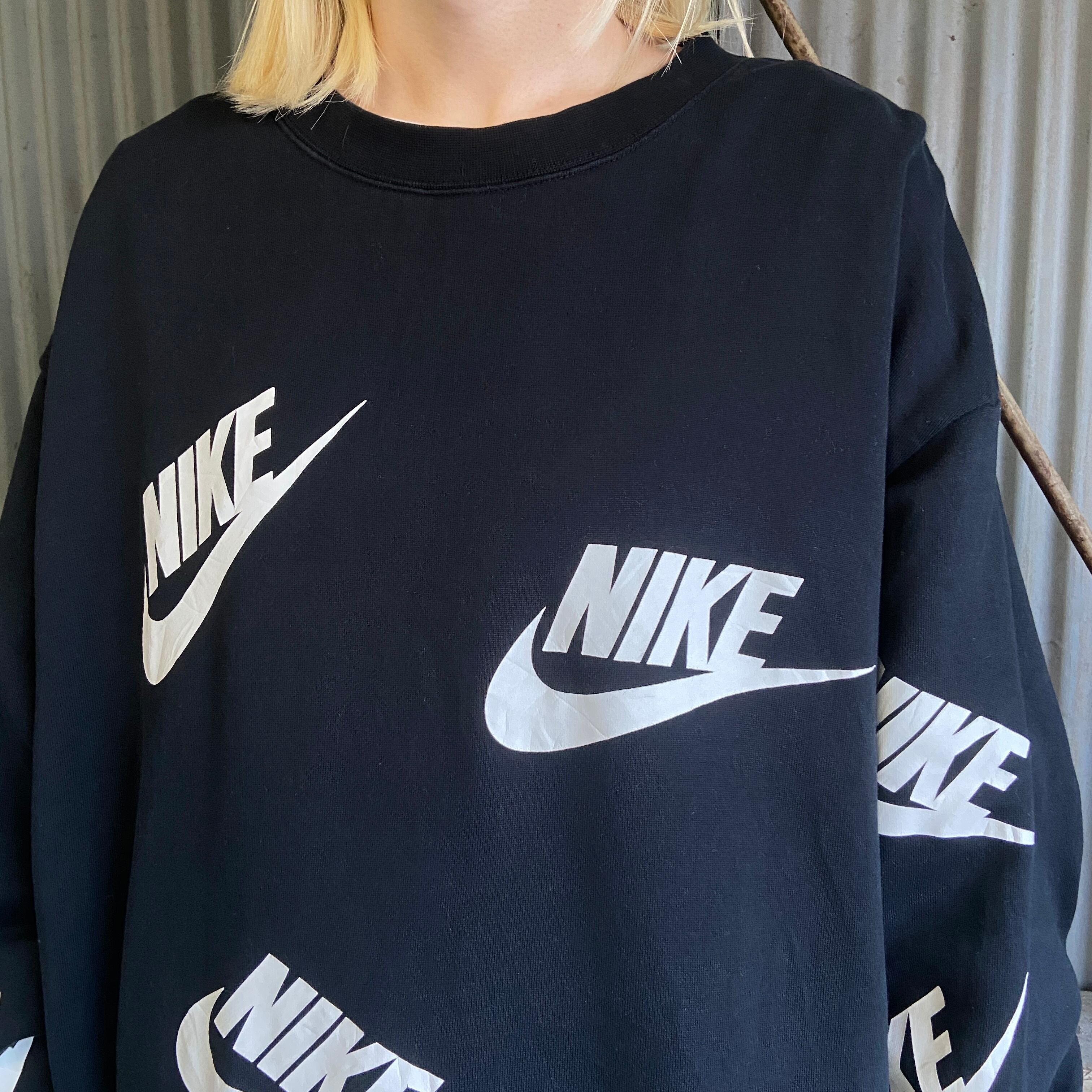 NIKE ナイキ スウォッシュ ロゴプリント 総柄 スウェット メンズXL 