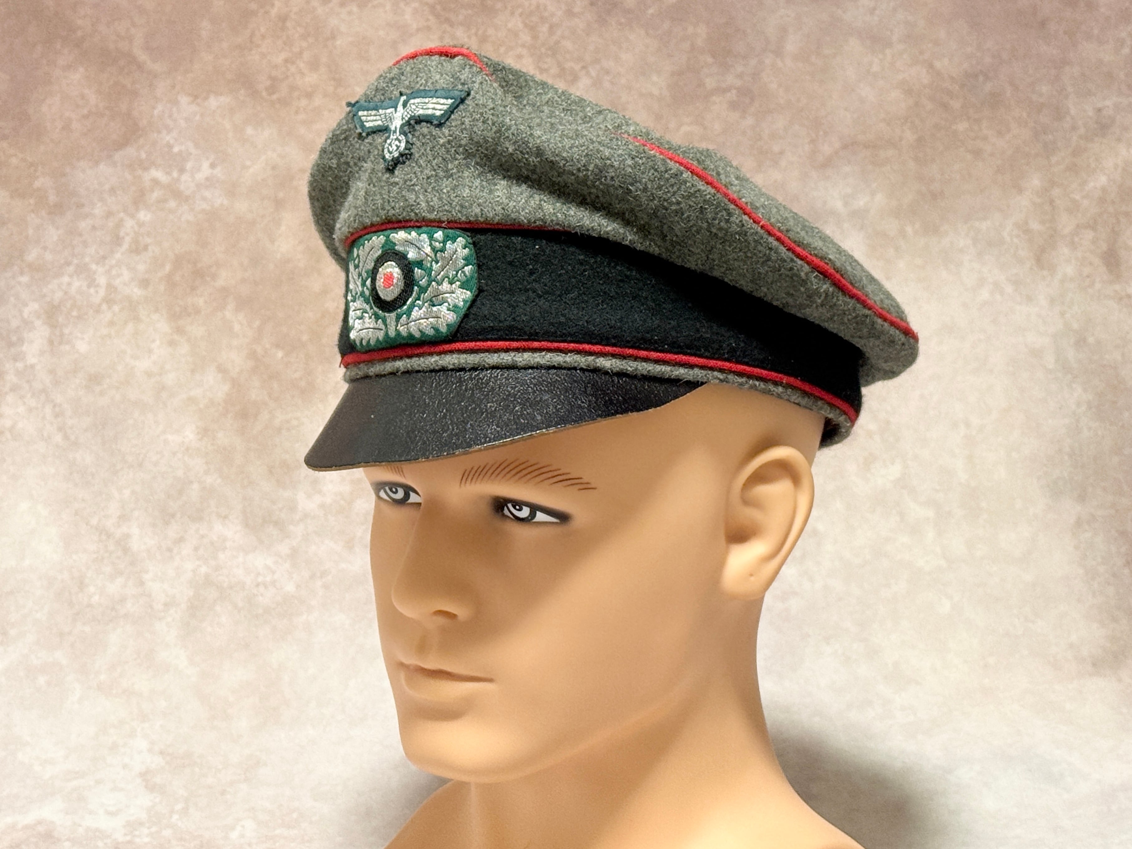 USED】WWII ドイツ国防軍 砲兵科 将校用クラッシュキャップ（59cm