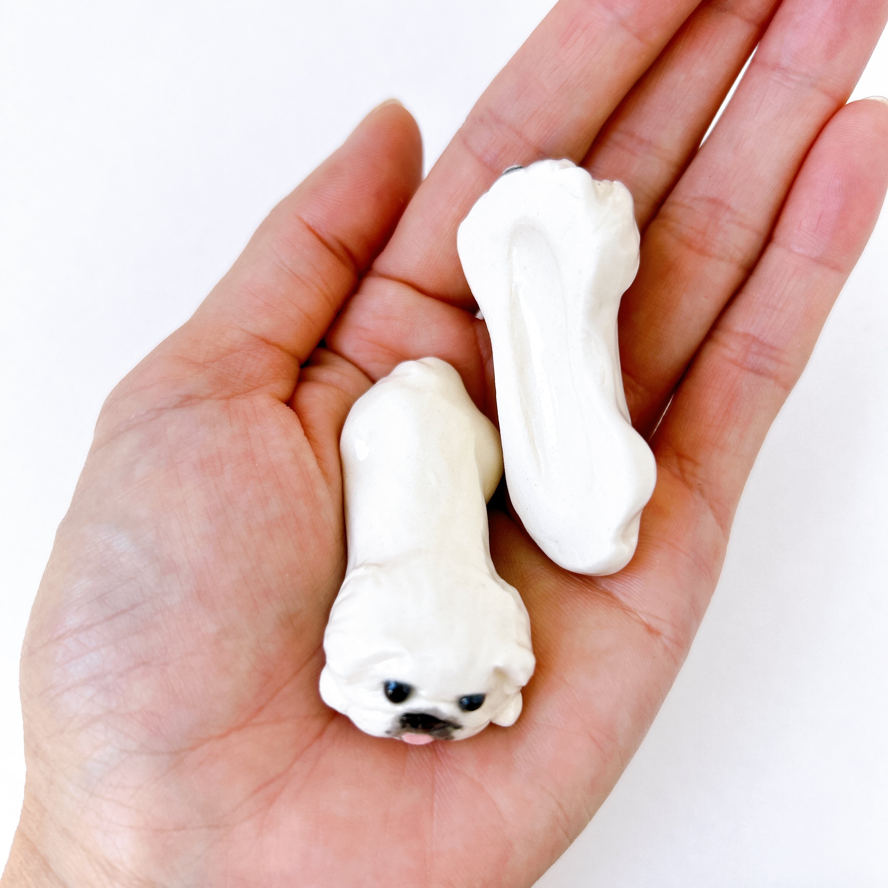 ペキニーズの箸置き(ホワイト) | 陶器のことり