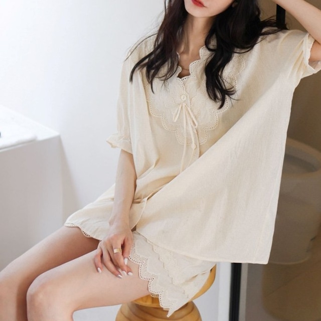 【 M-XL】natural lace desigh half sleeve pajamas p804　 p898
