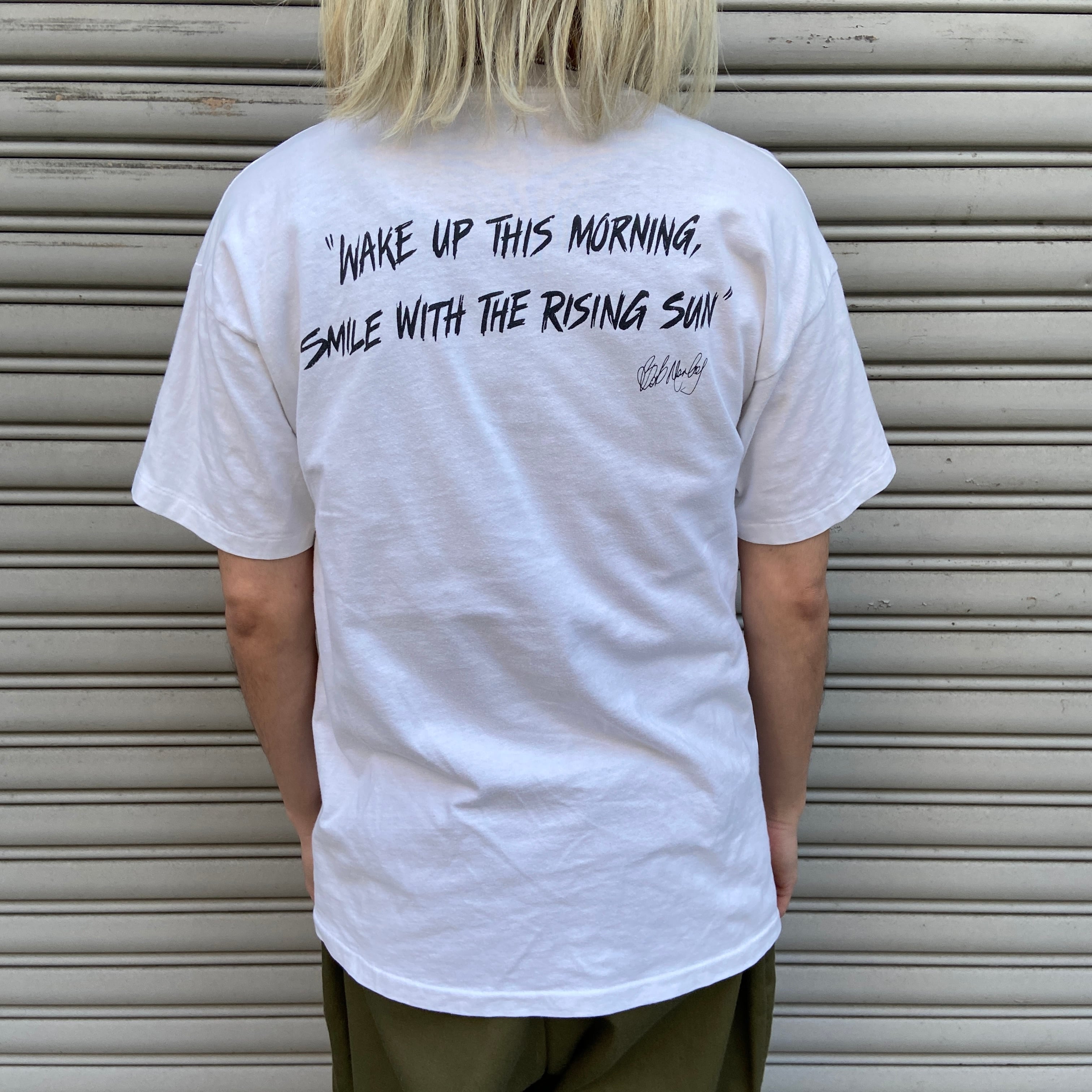 90s ボブマーリー 両面プリントTシャツ 肖像画Tシャツ ホワイト M相当