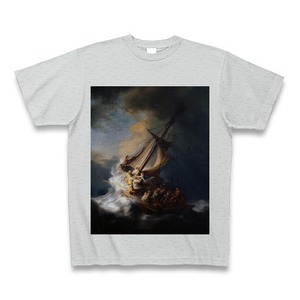 ガラリアの海の嵐（レンブラント・ファン・レイン）：厳選名画Tシャツコレクション（グレー・絵画大）