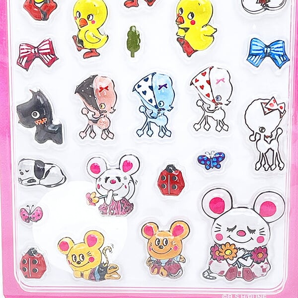 内藤ルネ アニマル ピンク ぷくぷくジェリーシール 立体シール 文具
