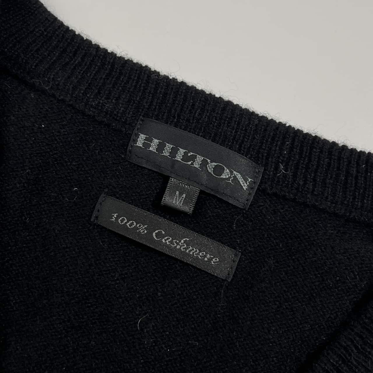 カシミヤ100% HILTON ヒルトン Vネック ニット セーター M/ブラック メンズ