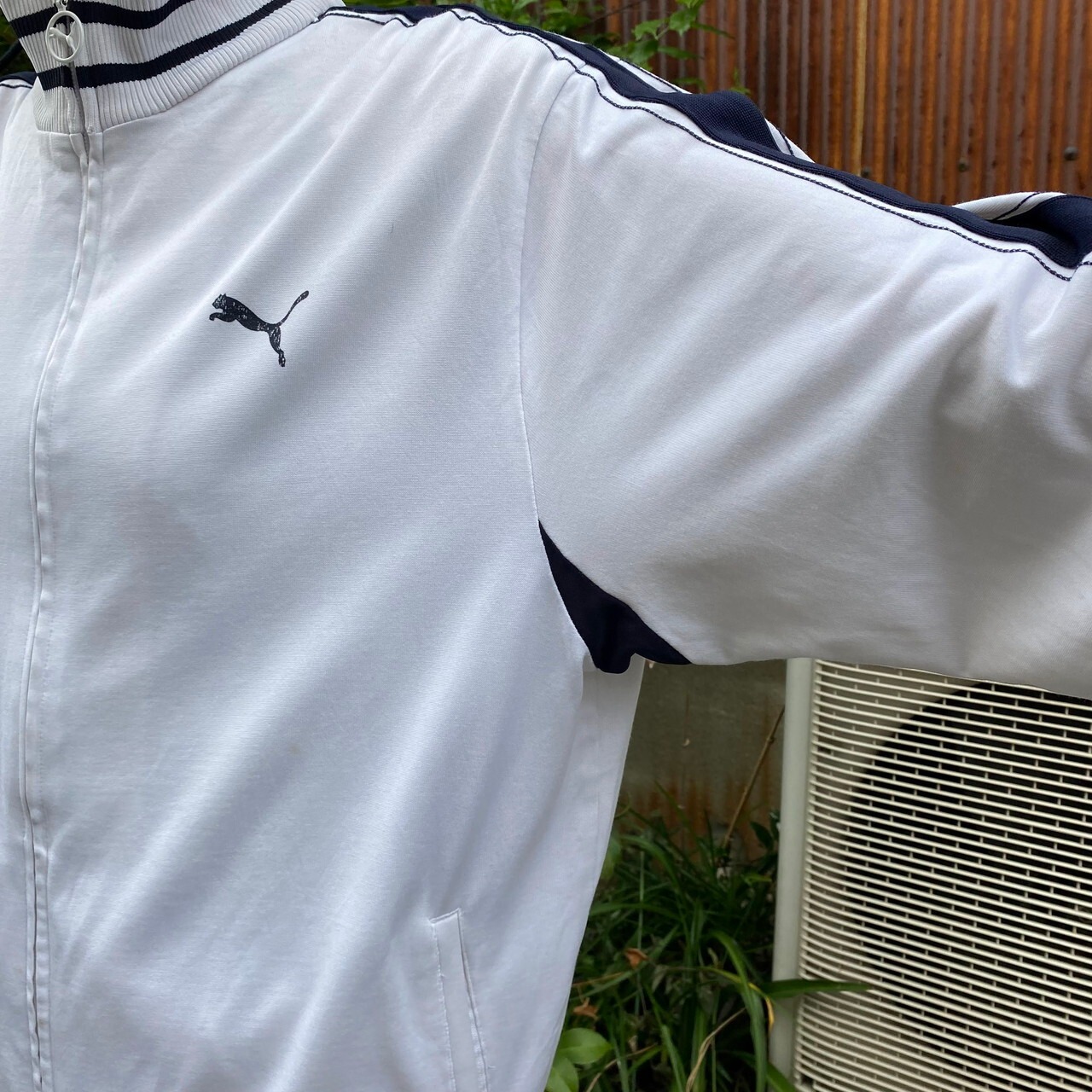 puma プーマ トラックジャケット ジャージ メンズL 古着 ホワイト 白色 