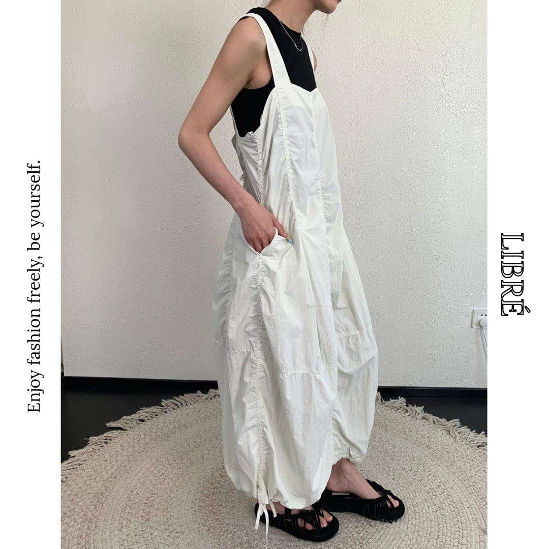 drawstring gathered jumper skirt L0609