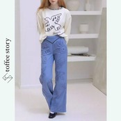 「Xunruo x Elizabeth」:鳥達が舞うエンボスワイドパンツ XU0095