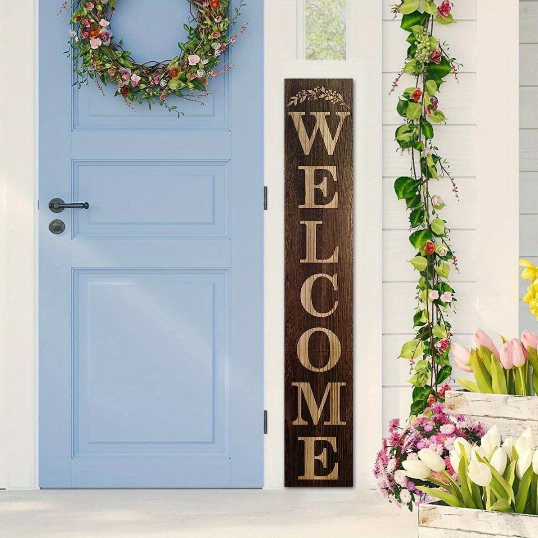 縦型welcomeボード 看板 玄関 フロント 木製 ウェルカムボード