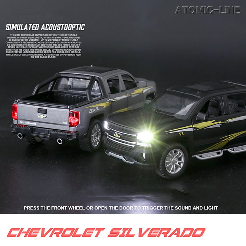 シボレー シルバラード 1/32 ミニカー 全4色 ライト点灯 エンジン