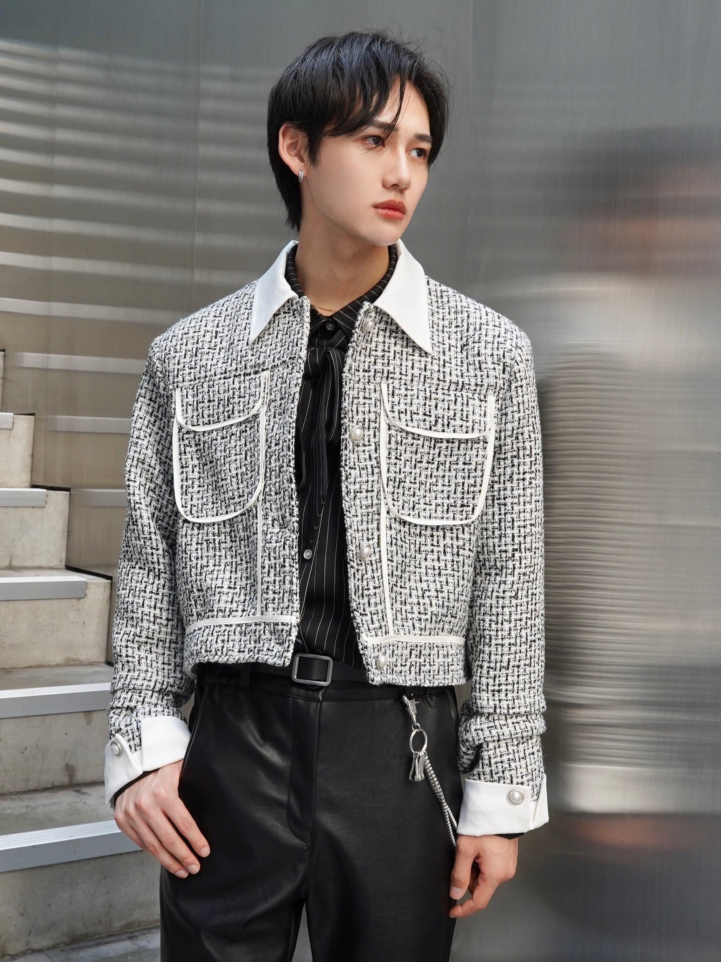 ALUDE SELECT】white tweed jacket | 【ALUDE】韓国メンズファッション ALUDE SELECT】white tweed jacket | 【ALUDE】韓国メンズファッション