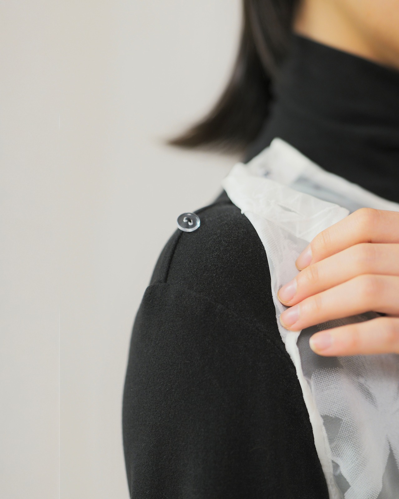 RITSUKO KARITA - Airframe Dress〔rich〕：Ink Black｜フロッキーチュール／着脱シアー／2WAY