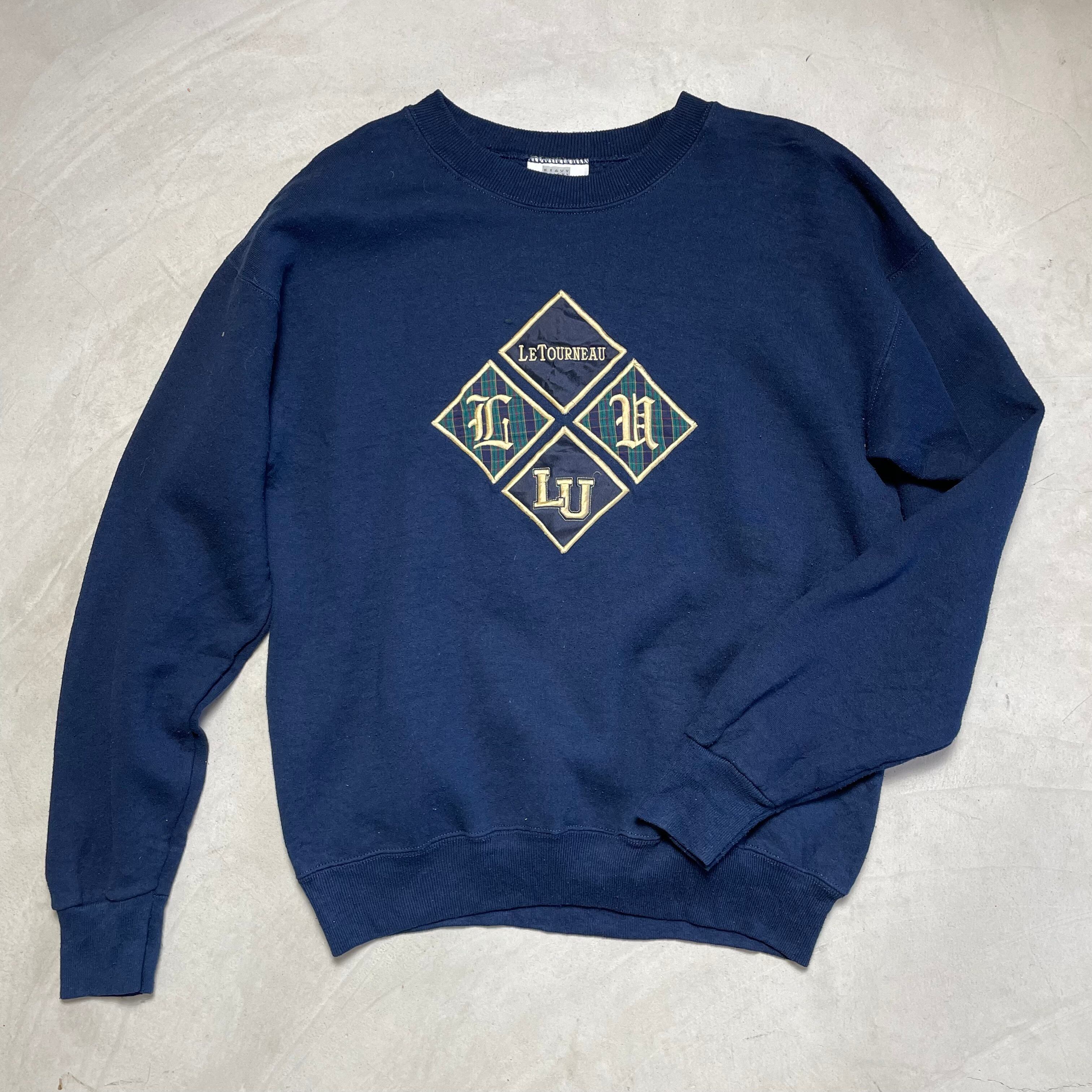 USA製 90年代 Lee リー 刺繍 スウェットシャツ メンズL 古着 90s ヴィンテージ ビンテージ 紺色 トレーナー【スウェット】