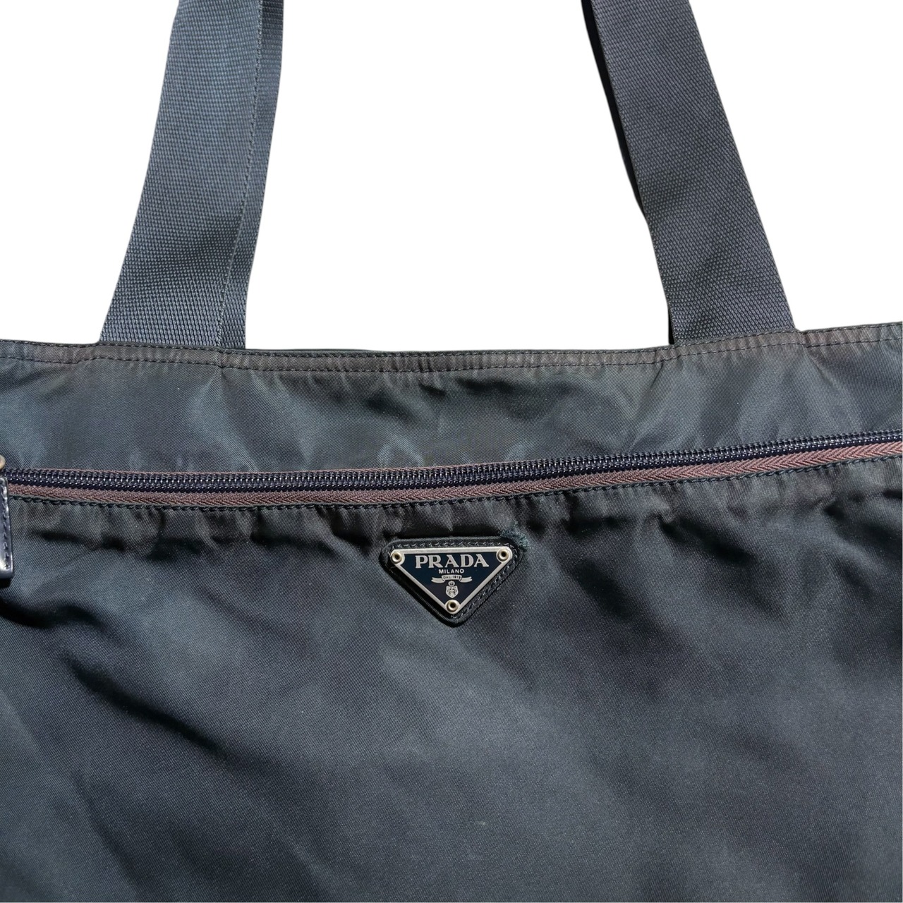 PRADA fade navy nylon tote bag