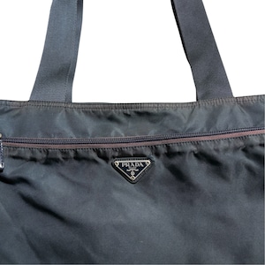 PRADA fade navy nylon tote bag