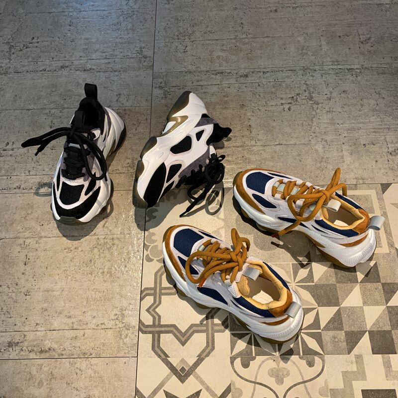 カラーマッチング古い靴女性インタイド2019秋と冬の新しいスポンジケーキ厚底野生ネット赤学生スポーツシューズ 部族の婦人靴9198681